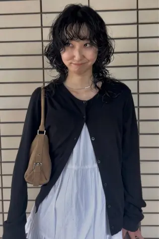 セミロング カラー パーマ デザインカット/ パーマ/nanaのヘアスタイル