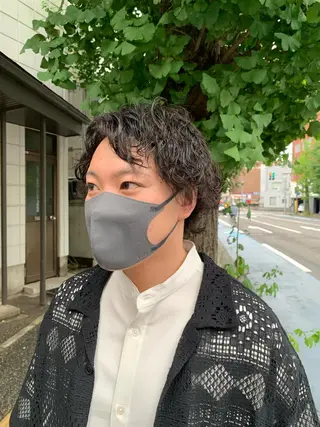 ミディアム パーマ メンズ 宮嶋 勇輔のヘアスタイル