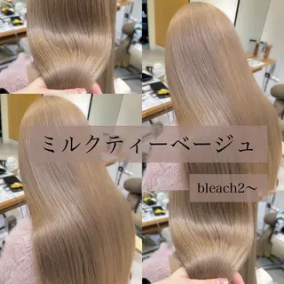 ロング カラー 肌に馴染むハイトーン /ミルクティーカラーのヘアスタイル