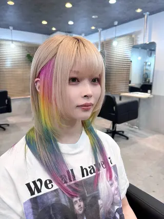 セミロング neon  hair亀戸店所属・🌈neonhair 透明感✨カラー🌈のヘアスタイル