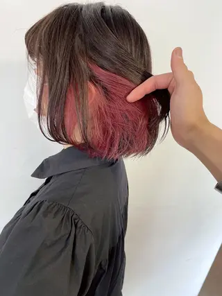 ショート カラー ヘアアレンジ 切りっぱなしボブ/ デザインカラー店長のヘアスタイル