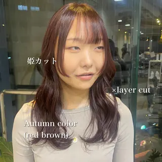 ミディアム カラー RIN／韓国ヘア レイヤーカットのヘアスタイル