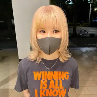 セミロング カラー DEAN所属・KEIGO/パーマ ハイトーン/DEANのヘアスタイル