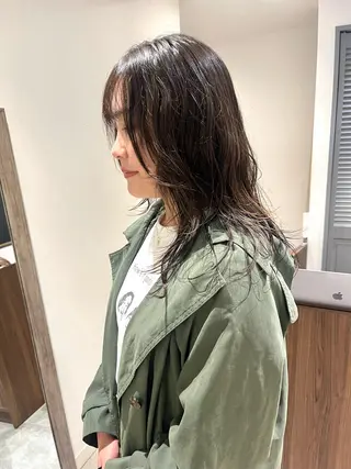 ロング カラー パーマ 切りっぱなしボブ 艶カラー🌷江梨🍎のヘアスタイル