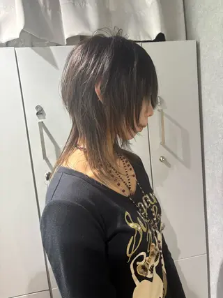 ミディアム カラー rilas博多所属・博多JYUI/ウルフ ハイトーン/デザインのヘアスタイル