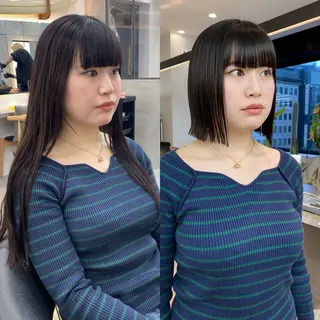 ミディアム カラー ボブ縮毛矯正 韓国レイヤーRINAのヘアスタイル
