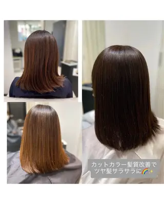 ミディアム YASU🍎CUT 赤系カラー/ヘアケアのヘアスタイル