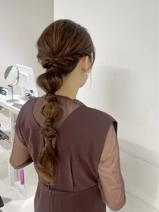 セミロング ヘアアレンジ りおな/エクステ /ミルクティーカラーのヘアスタイル