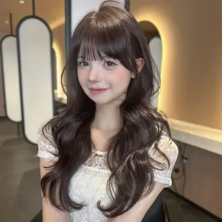 ロング カラー ヘアアレンジ 顔周りcut/艶 ワンカラー♥ちさきのヘアスタイル