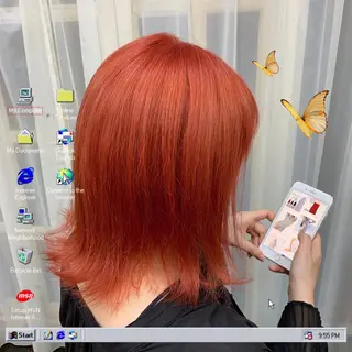 ミディアム カラー ヘアアレンジ ❤️‍🔥シールエク ＋カラー京❤️‍🔥のヘアスタイル