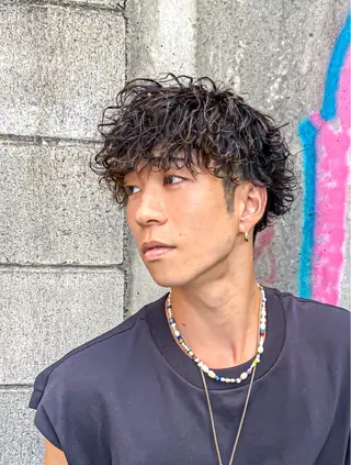 ショート カラー パーマ メンズ MENS  FEEL南森町所属・佐藤 達郎のヘアスタイル