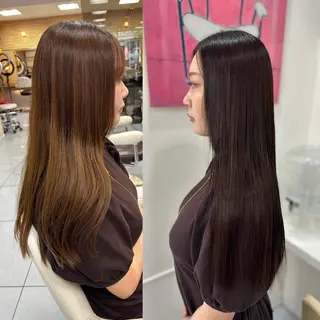ロング カラー 髪質改善/縮毛矯正 /ブリーチ矯正/岡部のヘアスタイル