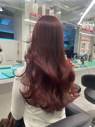 ロング カラー ヘアアレンジ 赤み消しブラウン プロ🐿けんご🐿のヘアスタイル