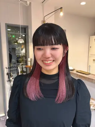 カラー 🎀調布仙川透明感オ リーブカラー干莉🎀のヘアスタイル