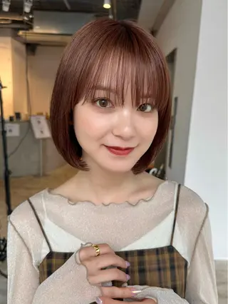 ショート 🌷モア 🌷暖色カラー・ボブのヘアスタイル