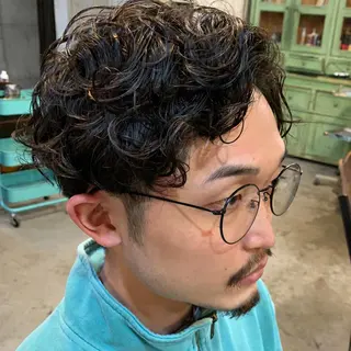 ショート カラー パーマ メンズ 南堀江🌿パーマ Tetsu【テツ】のヘアスタイル