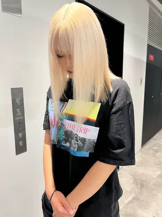 ミディアム カラー ヘアアレンジ ハイトーン/美髪矯正 🍃大江拓実のヘアスタイル