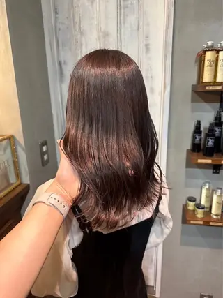 ミディアム カラー mana♡透明感 カラー/縮毛矯正🫧のヘアスタイル