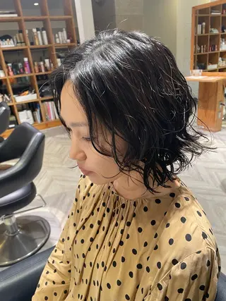 ミディアム パーマ LEAPS adore都島店所属・みゆう 都島/透明感のヘアスタイル