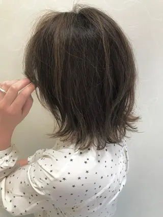 ミディアム カラー ママ美容師 *ヒマワリのヘアスタイル
