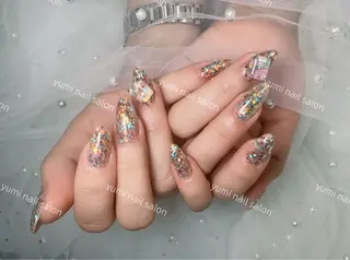 ネイル Shineジェル& チップ長さだしのネイルデザイン