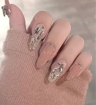 ネイル リボン、ガーリー パーツ放題専門店のネイルデザイン