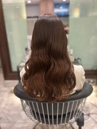 セミロング カラー パーマ 垢抜けヘア 韓国ヘア銀座近下菜央のヘアスタイル