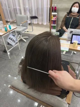 セミロング カラー 仙台白髪ぼかし/ ボブカット/千葉達人のヘアスタイル