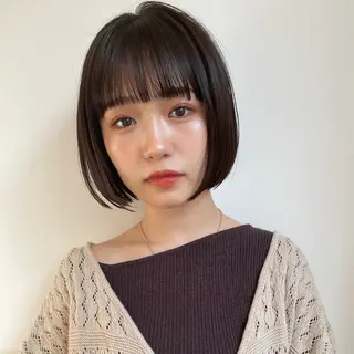 ショート 無料カットモデル/ センターパート/横浜のヘアスタイル