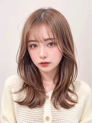 セミロング カラー eve🐰束間まつ毛 /透明感カラーのヘアスタイル