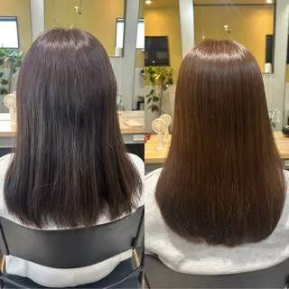 セミロング パーマ hub hair レイヤー/透明感のヘアスタイル