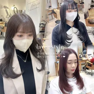 ロング 韓国レイヤー 🩶丸岡優里のヘアスタイル