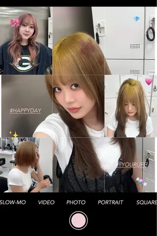 ロング カラー 韓国レイヤー ハッシュカットのヘアスタイル