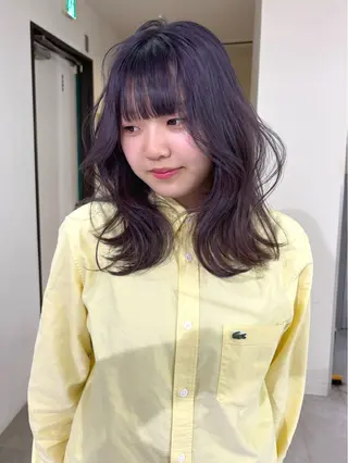 セミロング カラー mizuki/ピンク ベージュ.レイヤーのヘアスタイル