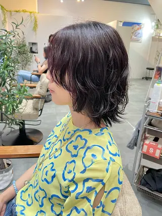 ミディアム カラー パーマ ママ美容師 🌿まなべさとみ🌿のヘアスタイル