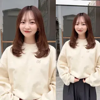 セミロング カラー 🩰韓国/ボブ/ まつパ🩰aikaのヘアスタイル