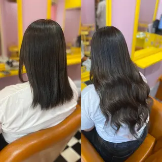 ロング カラー ヘアアレンジ チビ編み込みエクステ シールEXどぅ〜すのヘアスタイル