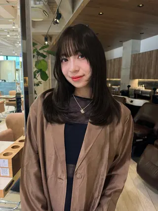 セミロング カラー パーマ ヘアアレンジ 【くせ毛解消】縮毛 髪質改善✨たくみ✨のヘアスタイル