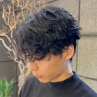 ミディアム パーマ メンズ 🥇メンズパーマ /縮毛矯正/木村神心のヘアスタイル