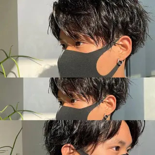 パーマ メンズ 渋谷レイヤーカット/ 暖色艶カラー🩵高橋のヘアスタイル