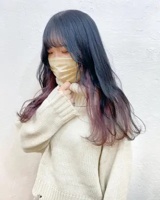 ロング カラー パーマ、髪質改善 菊地美月のヘアスタイル