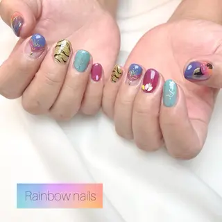 ネイル Rainbow nailsくろちゃんのネイルデザイン