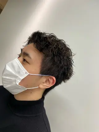 ショート パーマ メンズ yu-kiハイトーン /ブリーチ無しカラーのヘアスタイル