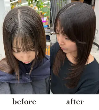 セミロング 乾かすだけでまとまる /髪質改善西村涼太のヘアスタイル