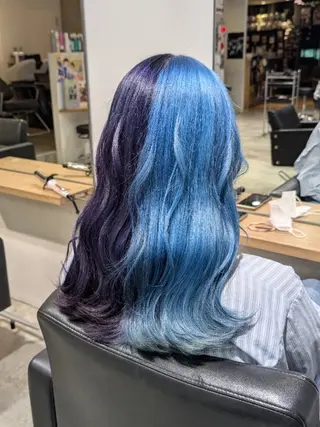 カラー ロング 推しカラー🦉にじさ んじカラー🌈🕒✨のヘアスタイル