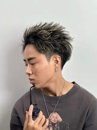 ショート カラー パーマ メンズ GLANZ/メンズ カットモデル予約用のヘアスタイル