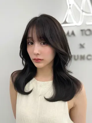 ロング カラー 顔まわりの神様✨ 透明感カラー藤嶋秀幸のヘアスタイル