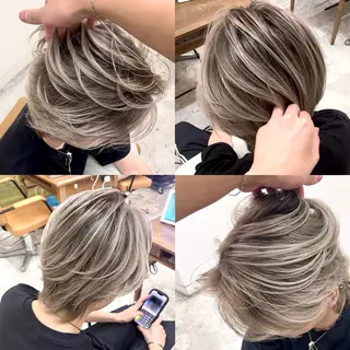 ミディアム カラー メンズ バレイヤージュ/ シャドウルーツ/安室のヘアスタイル