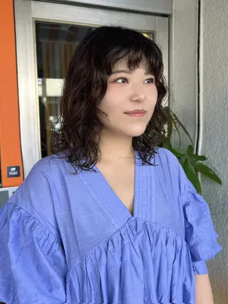 ミディアム パーマ 透明感カラー 暖色shihoのヘアスタイル