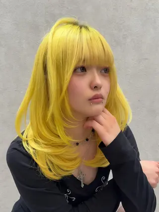 ミディアム カラー ケアブリーチ 韓国レイヤーKYONのヘアスタイル
